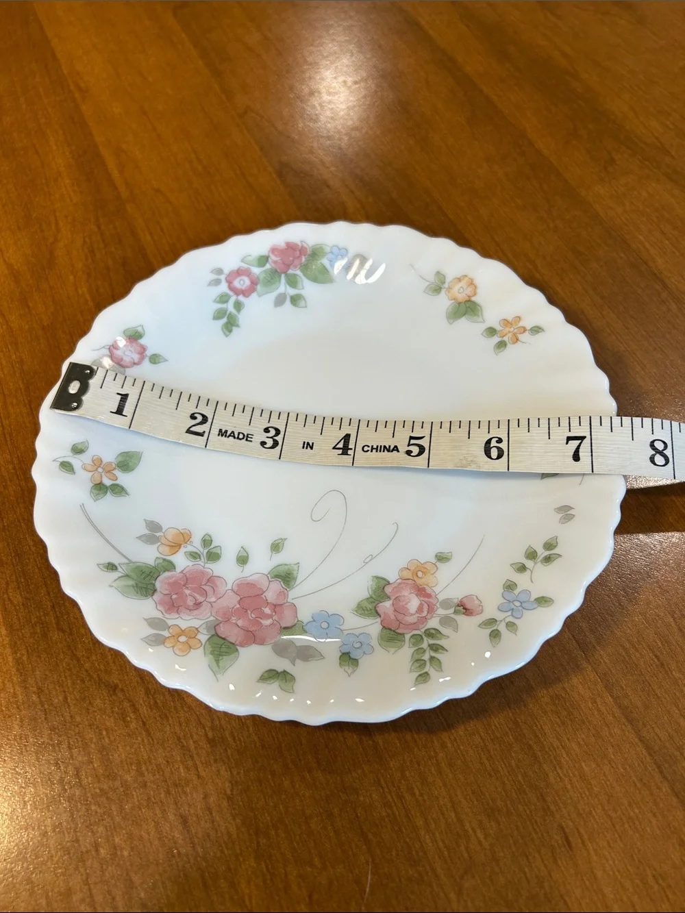 Arcopal France Floral Porcelain Dessert Plate in Pink and Green -